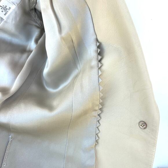 Vintage Richard Tyler Couture Leather Blazer USA Silk 8 Cream Jacket - Picture 7 of 8